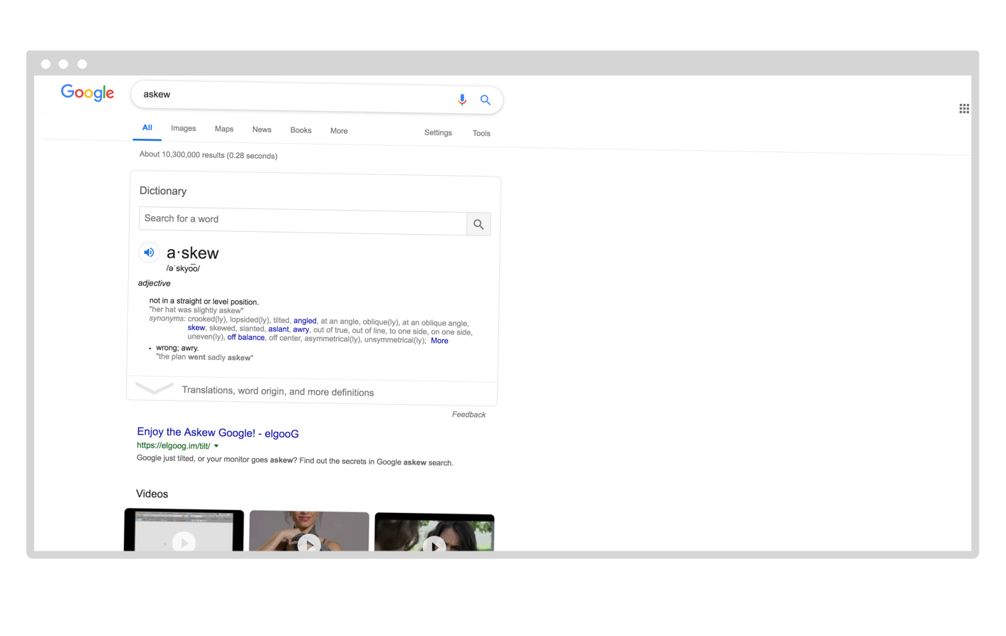Screenshot Askew On Google Search